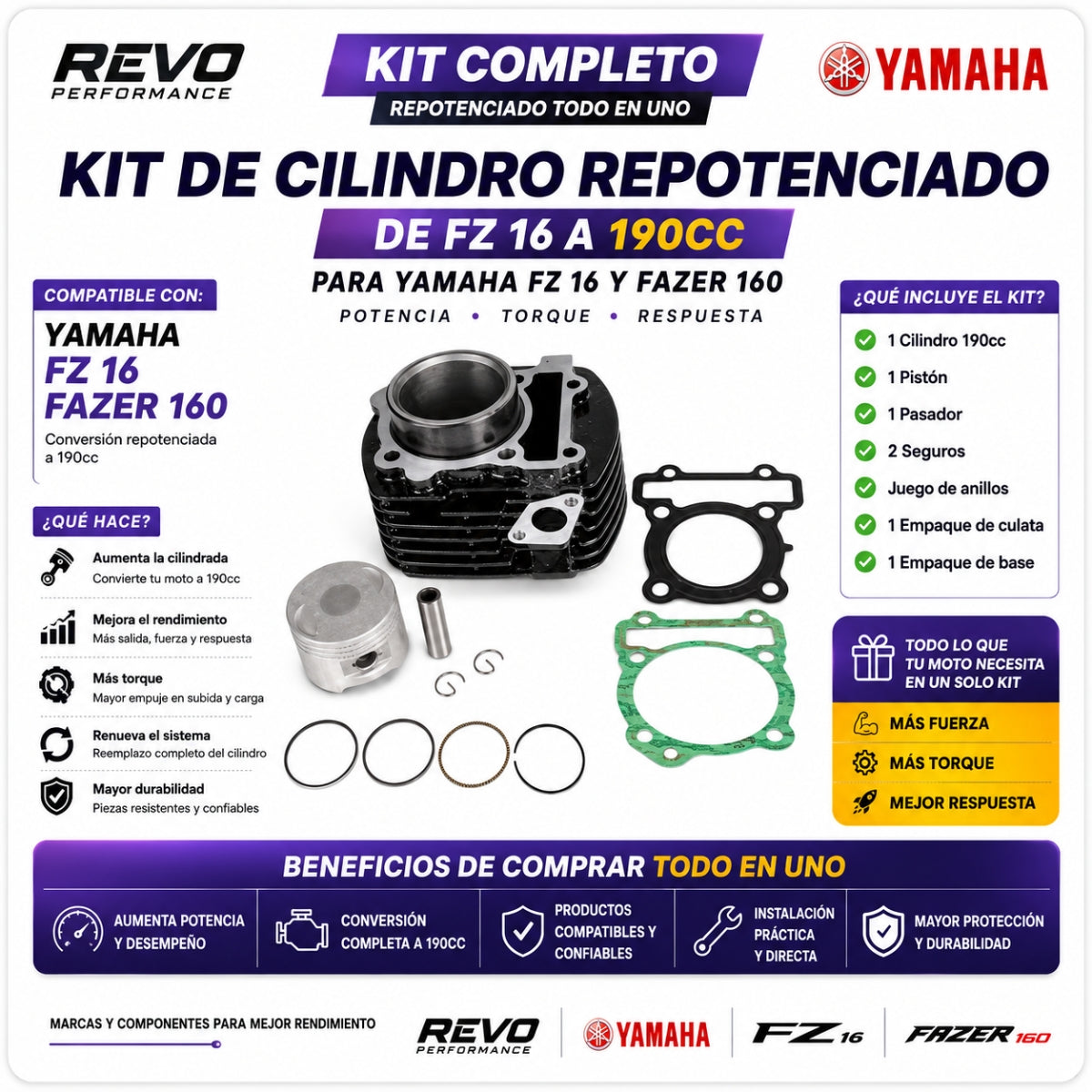 Kit Cilindro Revo Completo Moto Fz 1601