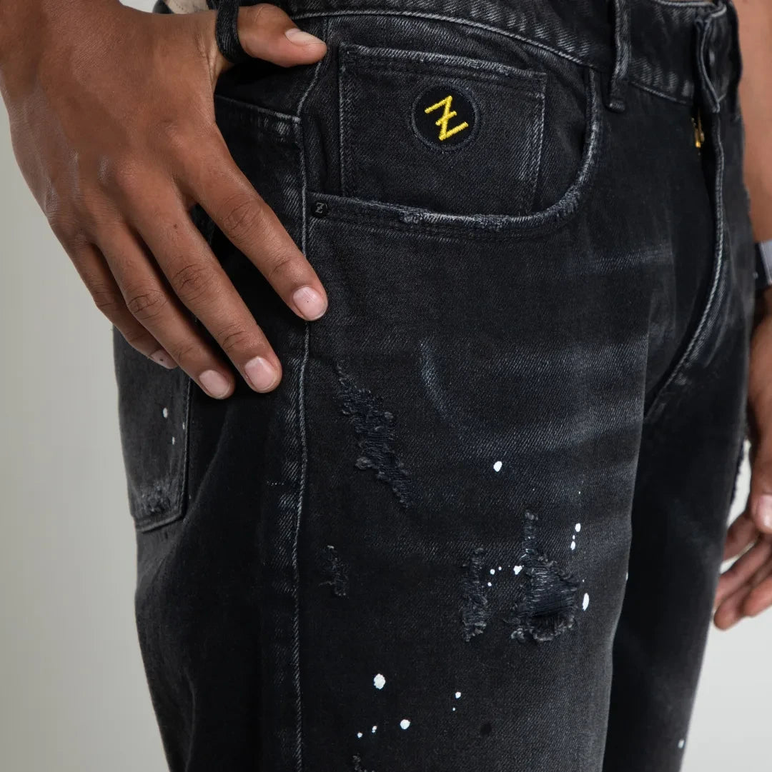 Bermuda Indigo Black Denim Algodon 100