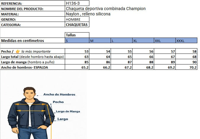 Chaqueta Champion Combinada H1363