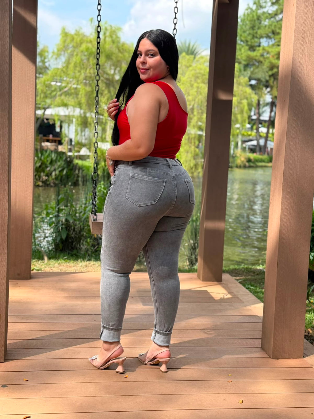 Jeans Skinny Gris Plus Size