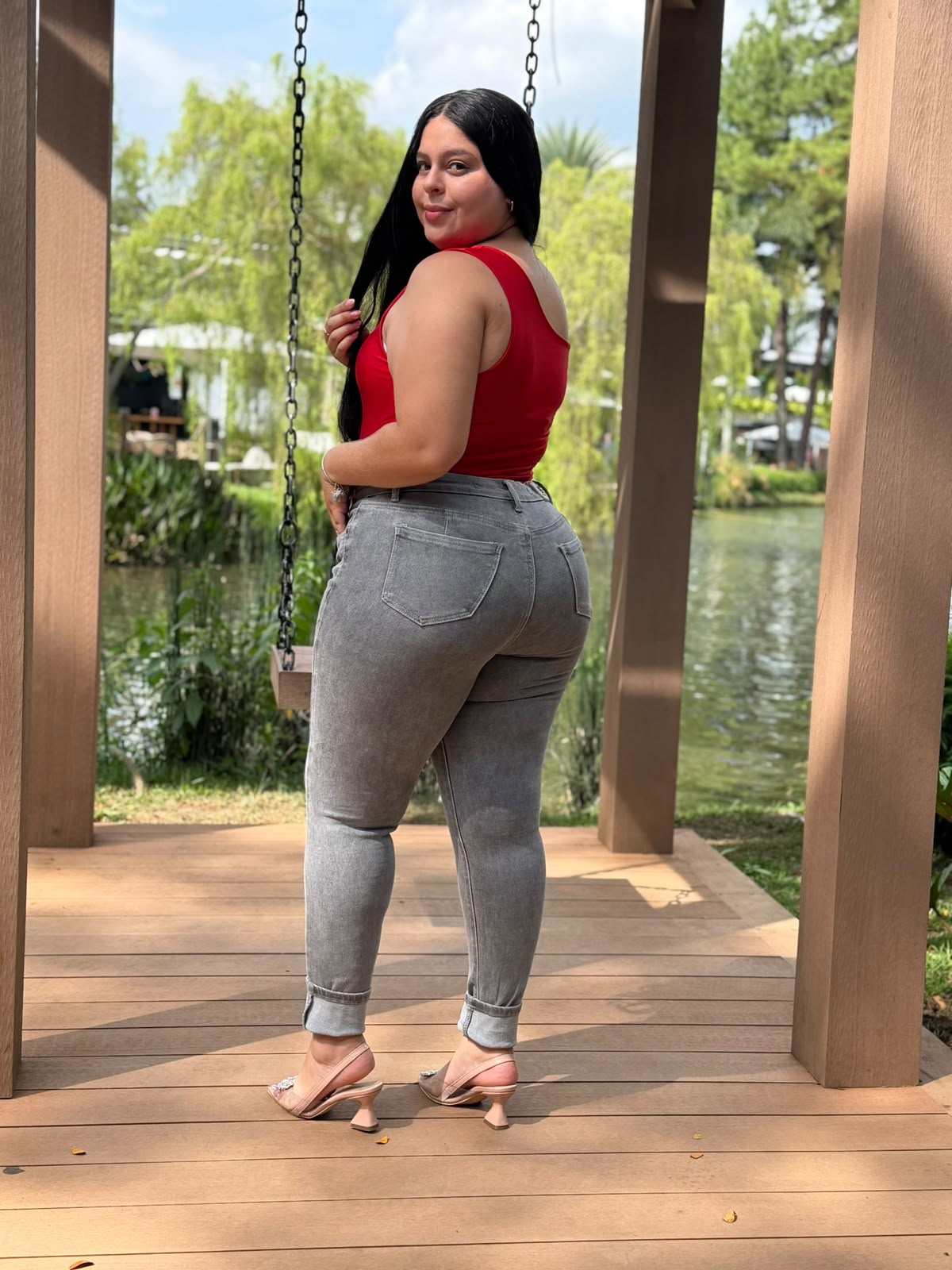 Jeans Skinny Gris Plus Size