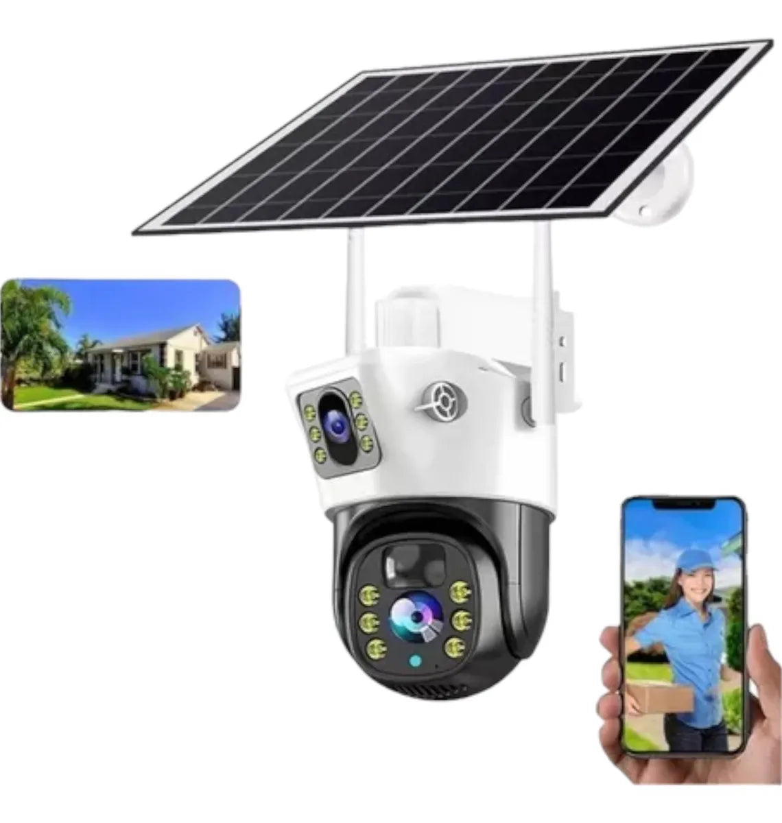 Camara Panel Solar 2 Lentes Wifi
