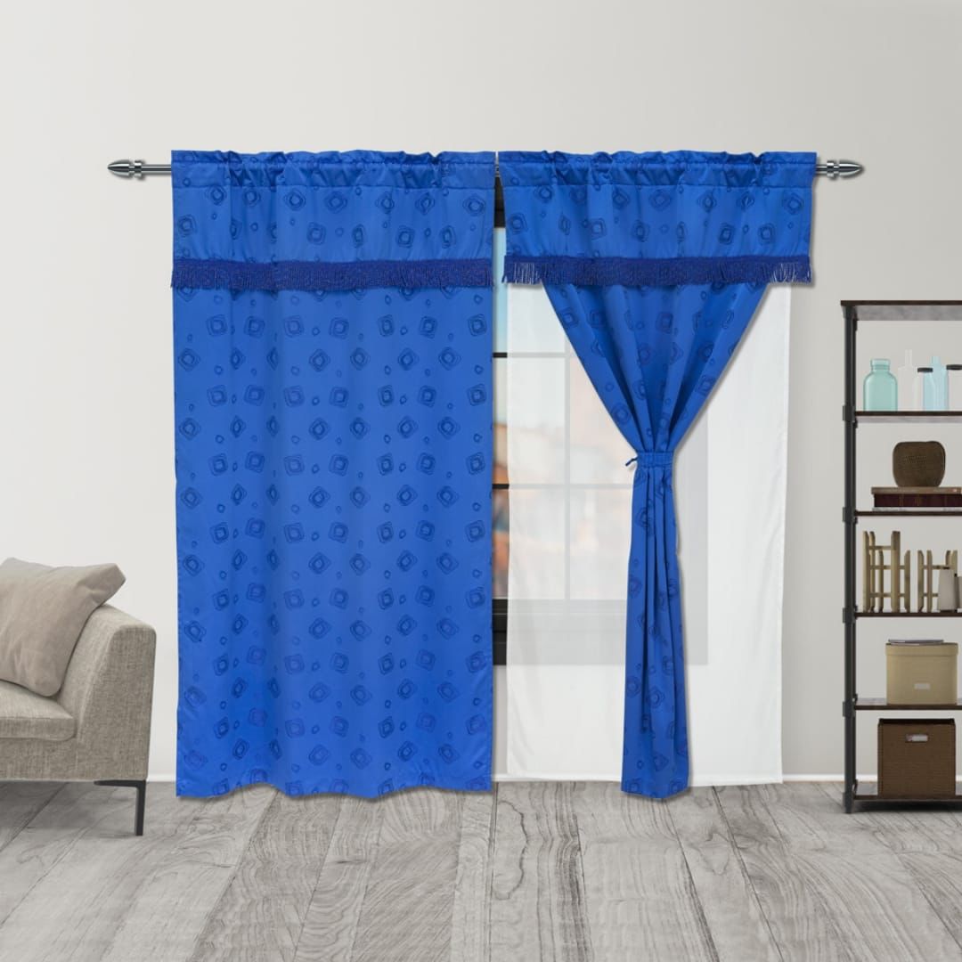 Juego De Cortinas Con Fleco Y Velo