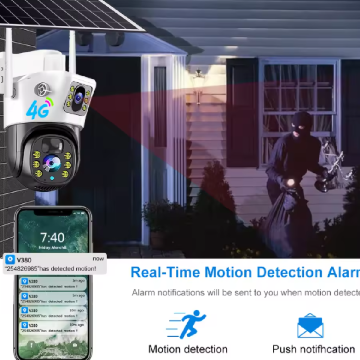 Camara Panel Solar 2 Lentes Wifi