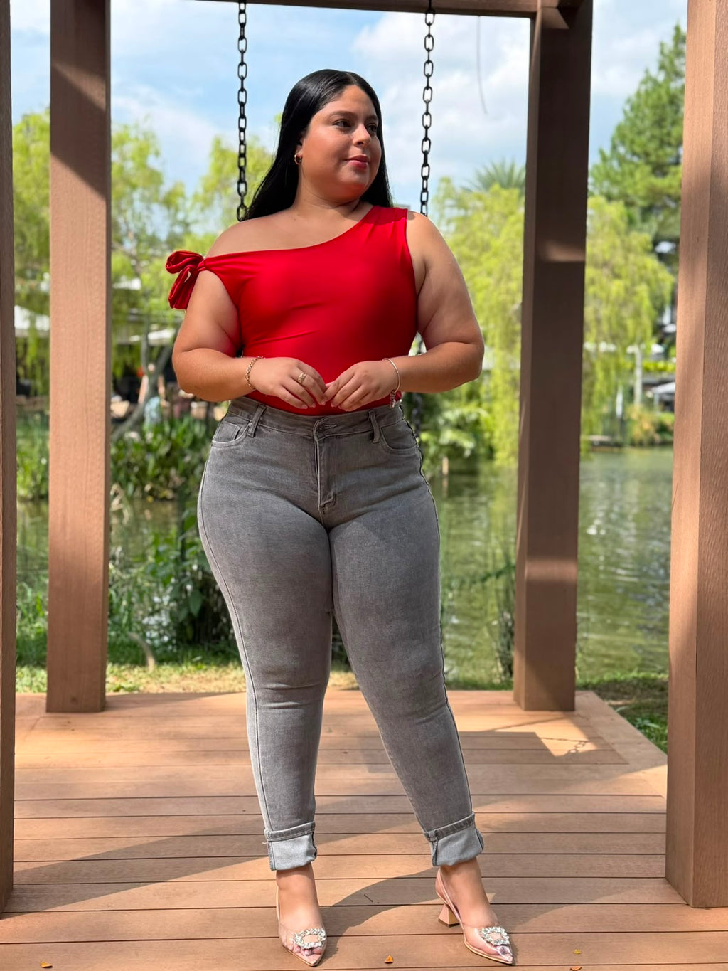 Jeans Skinny Gris Plus Size