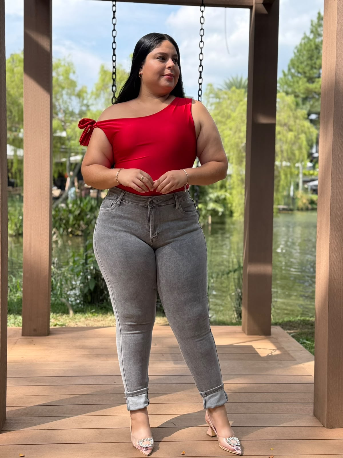 Jeans Skinny Gris Plus Size