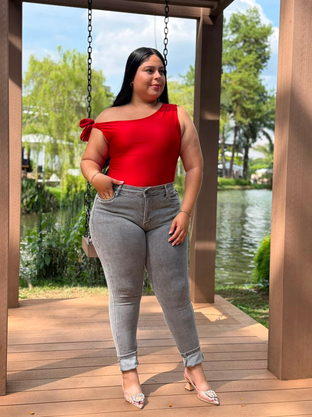 Jeans Skinny Gris Plus Size