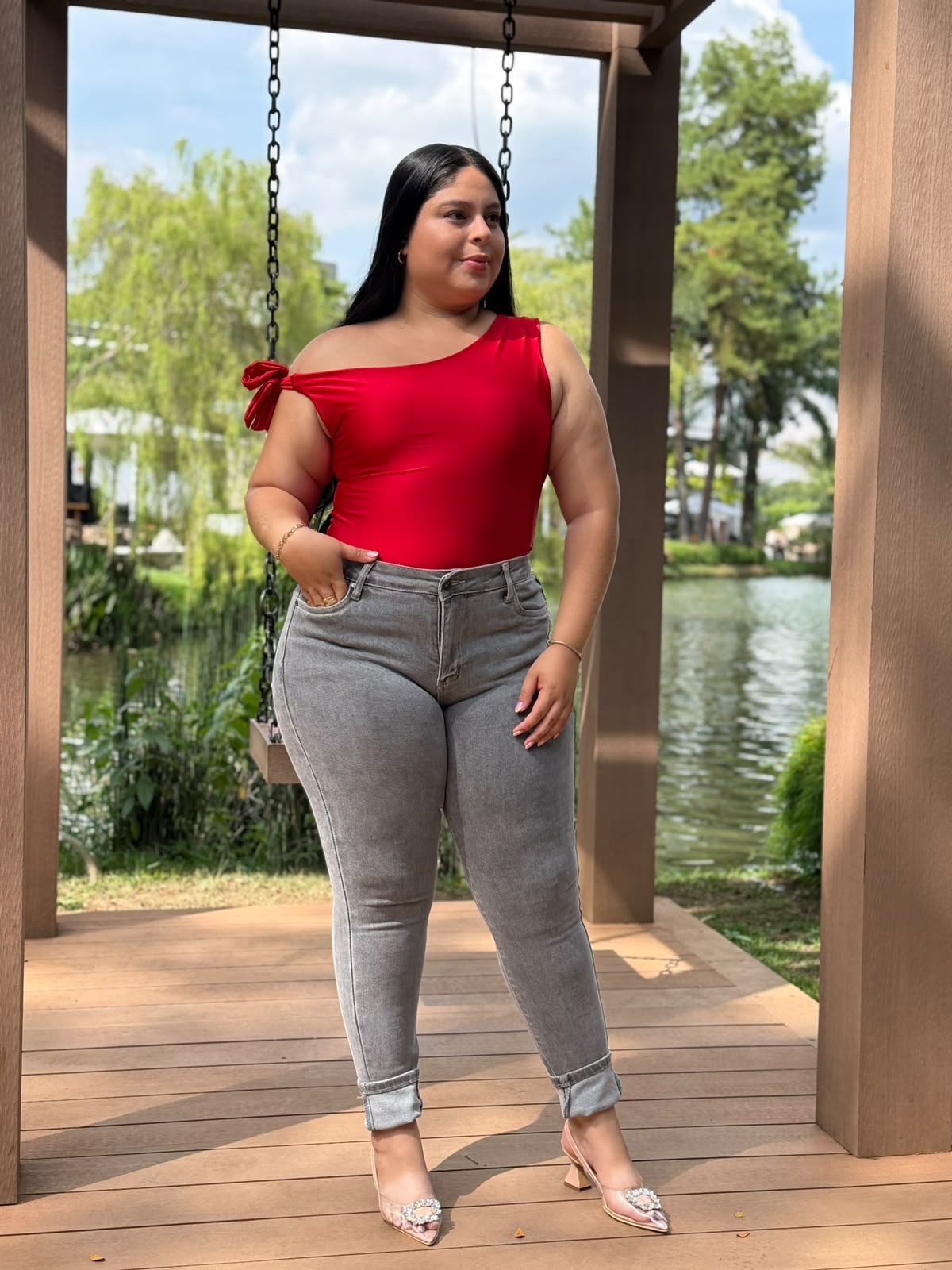Jeans Skinny Gris Plus Size