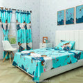 Juego De Sabana Con Cortinas Cama Senc.