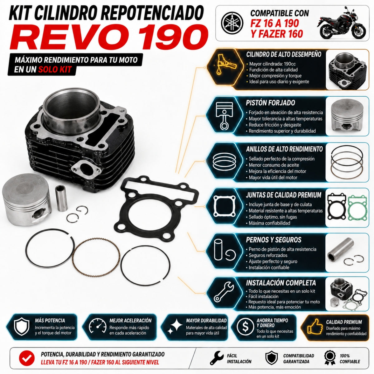 Kit Cilindro Revo Completo Moto Fz 1601